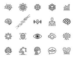 Artificial Intelligence Line Icons Set vector