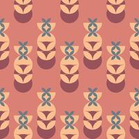 Seamless geometric pattern with abstract leaves and shapes. vector