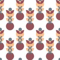 Seamless geometric pattern with abstract leaves and shapes. Scandinavian motifs, pastel colors. vector