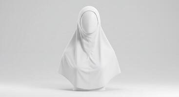Displaying White Head Covering on Stand in Studio Setting photo