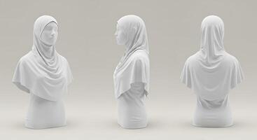 Hijab Display on Mannequin in Different Angles Shows a Design photo