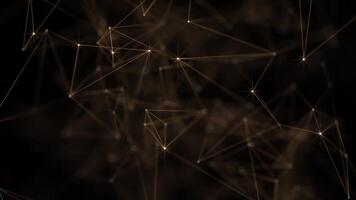 Plexus tech background with glowing golden connecting lines and data nodes. Digital data network connections concept. This modern technology animation is full HD and a seamless loop. video