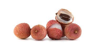 Delicious Lychee Fruit Display Isolated on White Background photo