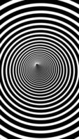 Black and white optical illusion effect background with a tunnel of spiraling circles. Full HD looping vertical animation. video