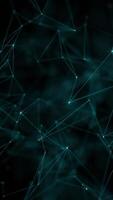 Plexus tech background with glowing blue-green connecting lines and data nodes. Digital data network connections concept. This vertical technology animation is full HD and looping. video