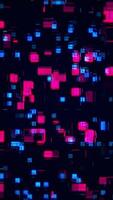 Bright vibrant abstract background with a pattern of flashing red and blue neon colored lights. Looping vertical animation. video