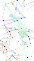 Plexus tech background with multicolored connecting lines and dots or nodes. Digital data network connections concept. This modern vertical technology animation is full HD and a seamless loop. video