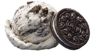 Ice Cream Scoop with Cookies and Cream Flavor and Chocolate Cookie photo