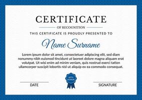 Certificate of recognition. A4 printable template, EPS 10 vector