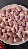Raw heart, red duck or turkey internal organs video