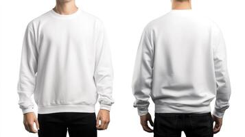 White Crewneck Sweatshirt Mockup Front and Back View for Customization photo