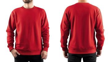 Red Sweatshirt Front and Back View on a Mannequin for Mockup photo