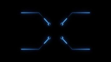 Four callout Hud elements Neon line animation Isolated on Black Background video