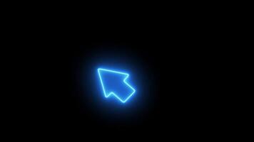 Mouse Click pointer, Computer Mouse Arrow Neon line Animation Isolated on Black Background video