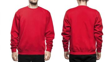 Red Sweatshirt Front and Back View on Mannequin for Apparel Mockup photo