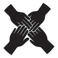Four Hands United Cross Symbolizing Strength and Collaborative Support vector