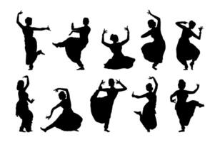 silhouette of indian dancer collection vector