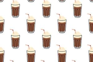 Seamless pattern with coffee glasses topped with cream on white background vector