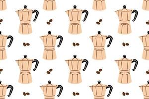 Repeating pattern featuring traditional moka coffee pots in a simple layout on a clean white background vector
