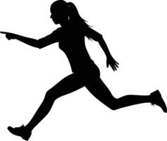 Woman Silhouette Leaping with Pointing Finger vector