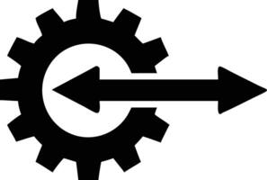 Gear with Passing Arrow Pointing Right, Symbolizing Process Flow vector