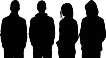 Diverse Group of Standing People Silhouette vector