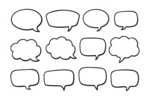 Seamless Pattern of Hand Drawn Speech Bubbles on White Background, Message Icons vector