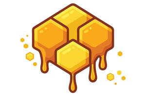 Yellow Dripping Honeycomb Pattern on White Background with Hexagonal Shapes vector