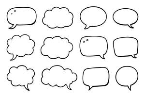 Twelve Diverse HandDrawn Speech Bubbles with Thick Black Outlines on White vector