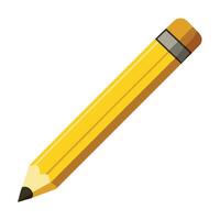 Yellow Cartoon Pencil with Eraser and Graphite Tip on White Background vector