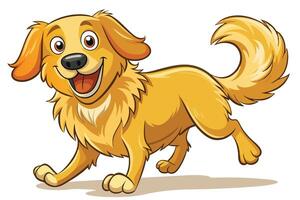 Cartoon Golden Retriever Running with Joyful Expression on a White Background vector