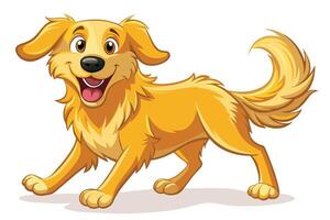 Cheerful Cartoon Golden Retriever Walking with a Happy Expression on White Background vector