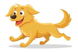 Cartoon Golden Retriever Running with Joyful Expression on White Background vector