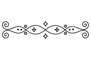 Black Line Ornament With Floral and Geometric Elements On White Background vector