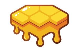Honeycomb Dripping with Honey on White Background Cartoon Style 3D Render vector