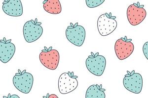 Seamless Strawberry Pattern With Pastel Colors On White Background For Textile Design vector