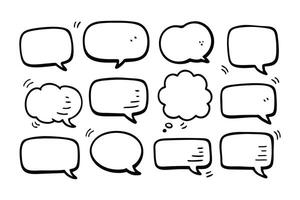 Seamless Pattern of HandDrawn Speech Bubbles on a White Background, Black Outlines vector