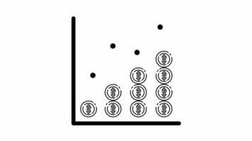 Financial Growth Chart Illustrative depiction of increasing monetary value over time, represented by a line graph and stacks of coins. video