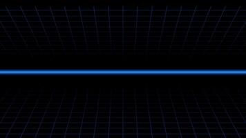 3D perspective blue grid lines on top and bottom looping animation with blue line in the center on black color background video