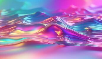 3d rendering of a rainbow colored wave photo
