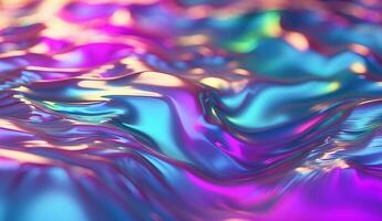A close up of a shiny surface with colorful waves photo