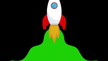 animation launching rocket with green screen for transition effect video