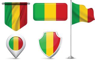 Set of Mali Flags in Different Shapes and Styles vector