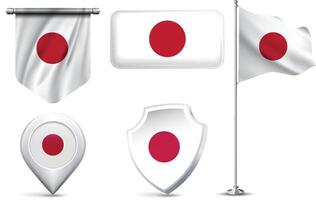 Set of Japanese Flags in Different Shapes and Styles vector