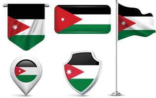 Set of Jordan Flags in Different Shapes and Styles vector
