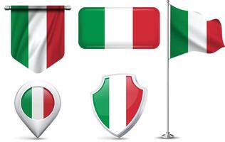 Set of Italy Flags in Different Shapes and Styles vector