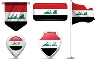 Set of Iranian Flags in Different Shapes and Styles vector