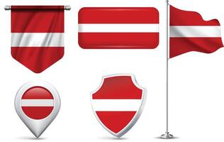 Set of Latvia Flags in Different Shapes and Styles vector