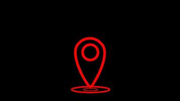 Location pin 2D object animation. Place navigation outline cartoon 4K , alpha channel travel interface. video