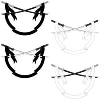 An old Japanese sword, a testament to craftsmanship, encircled by a soft and elegant fabric ribbon vector